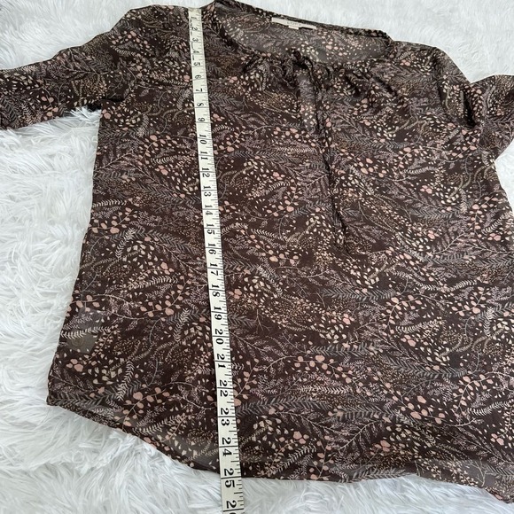 Ann Taylor Loft Size Small Sheer Floral Blouse Top Shirt - Picture 5 of 7